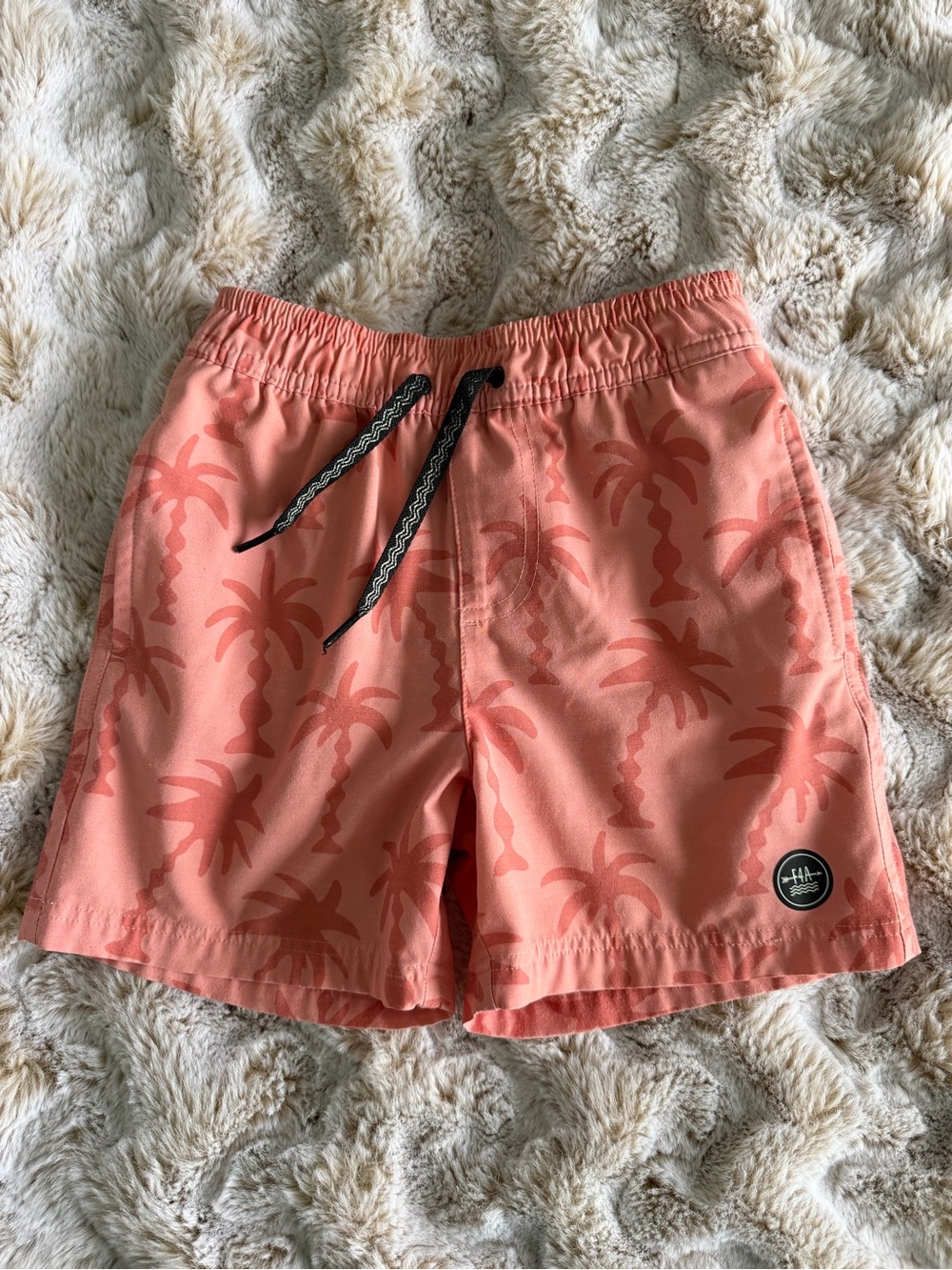 Coral Palm Print Swim Shorts